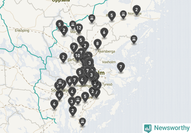 Karta över Stockholms län