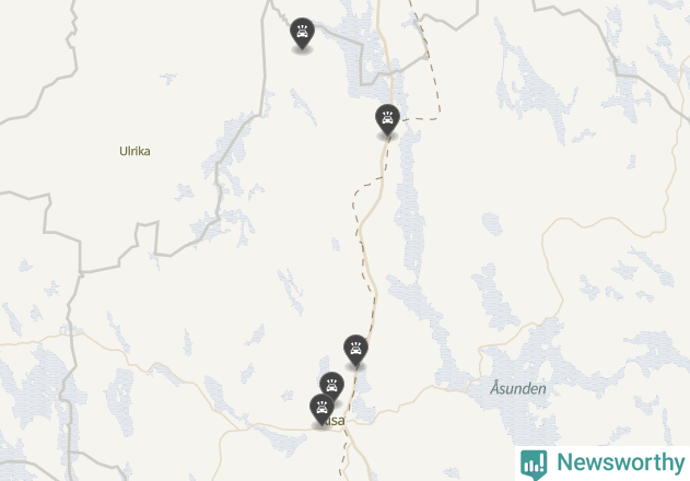 Karta över viltolyckor i Kinda kommun