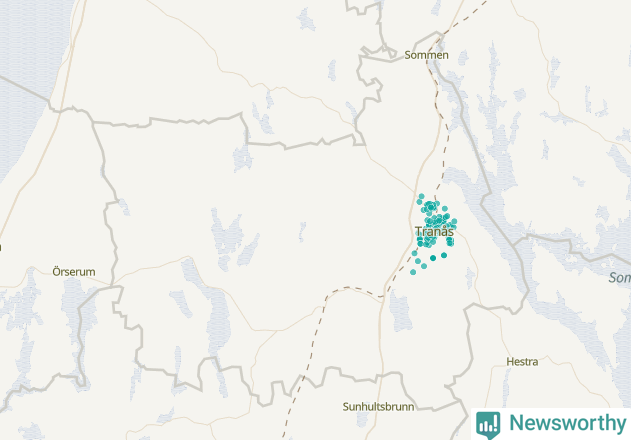 Karta över Tranås kommun