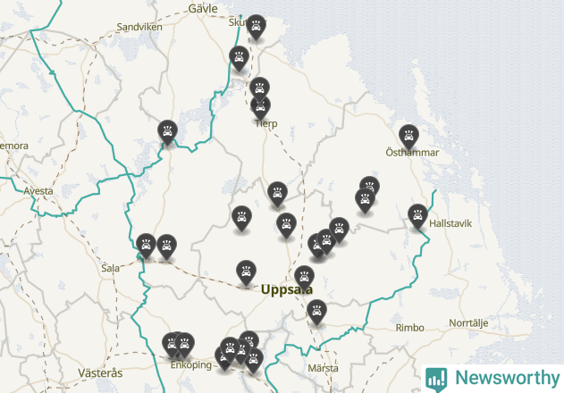 Karta över Uppsala län