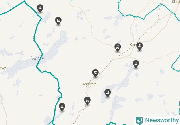 Karta över viltolyckor i Marks kommun