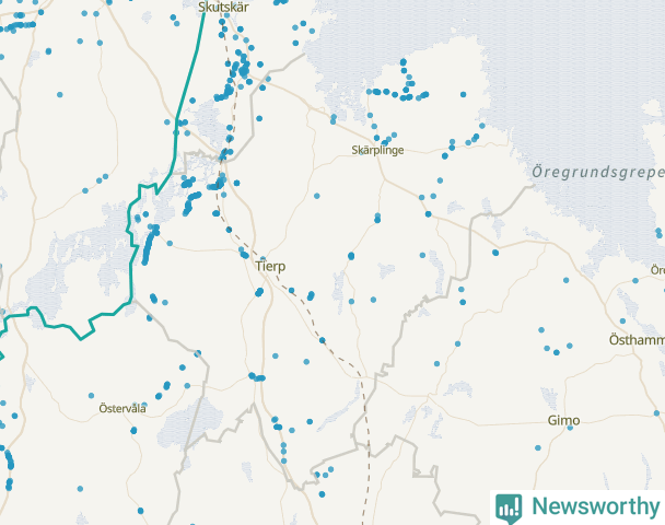 Karta över Tierps kommun
