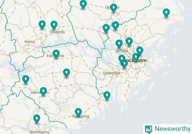Karta över Nykvarns kommun