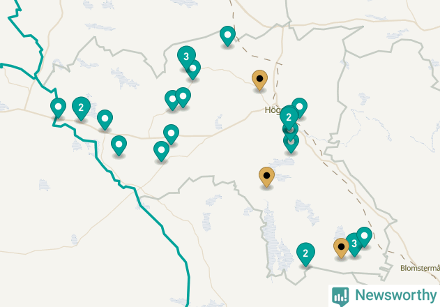 Karta över Högsby kommun