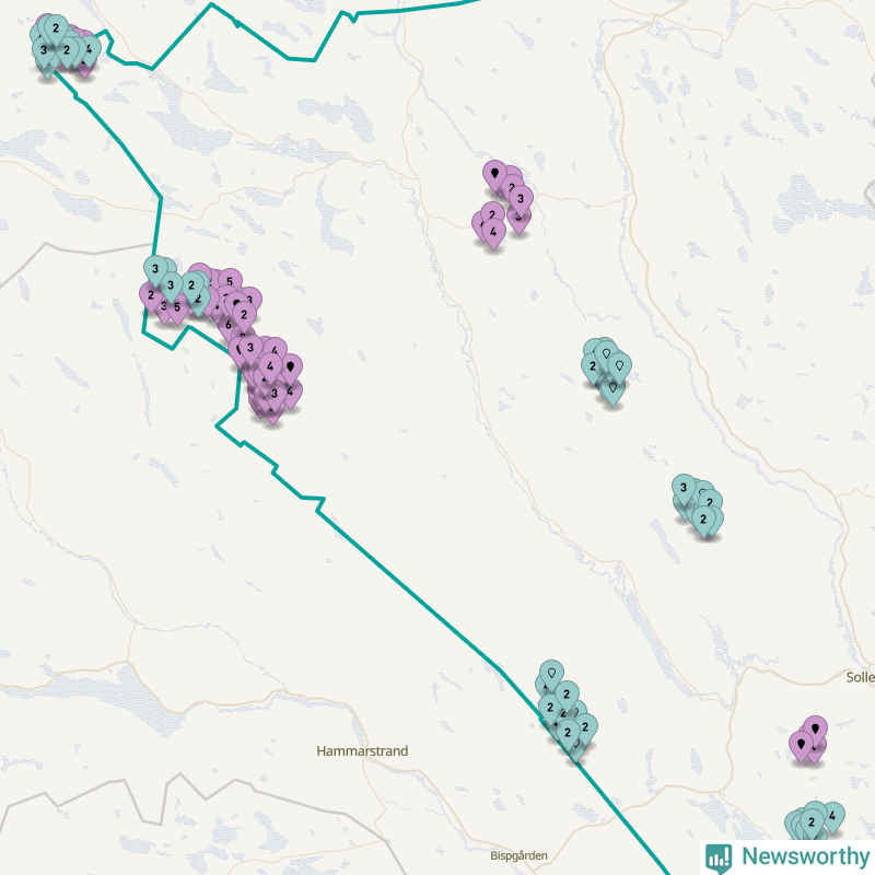 Karta över vindkraftverk i Sollefteå kommun