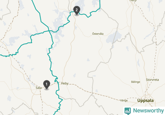 Karta över väderstationer i artikeln