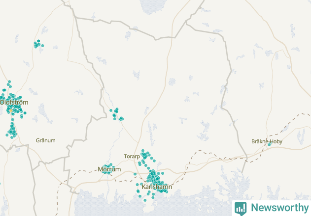 Karta över Karlshamns kommun