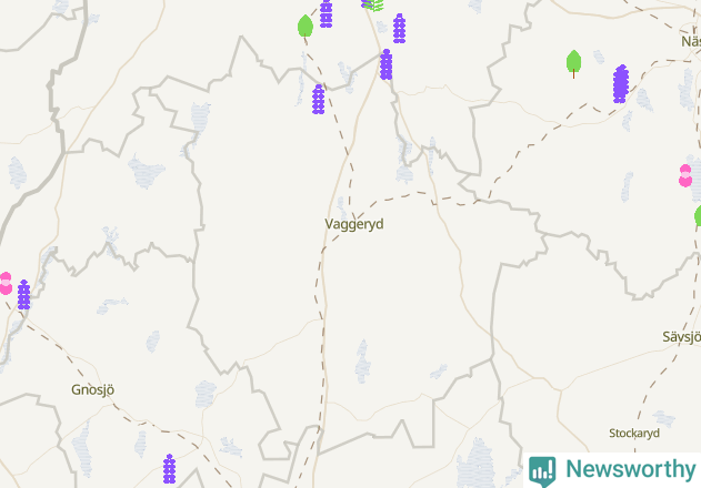 Karta över Vaggeryds kommun