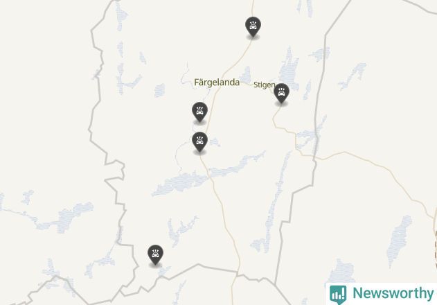 Karta över viltolyckor i Färgelanda kommun