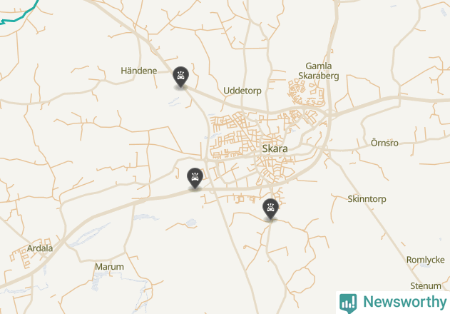 Karta över viltolyckor i Skara kommun