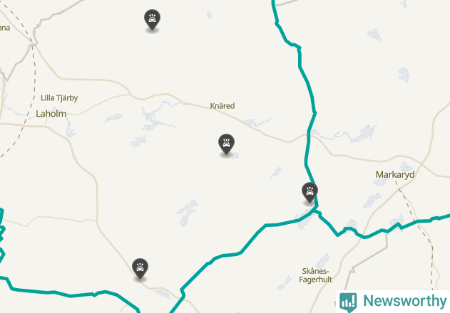Karta över viltolyckor i Laholms kommun