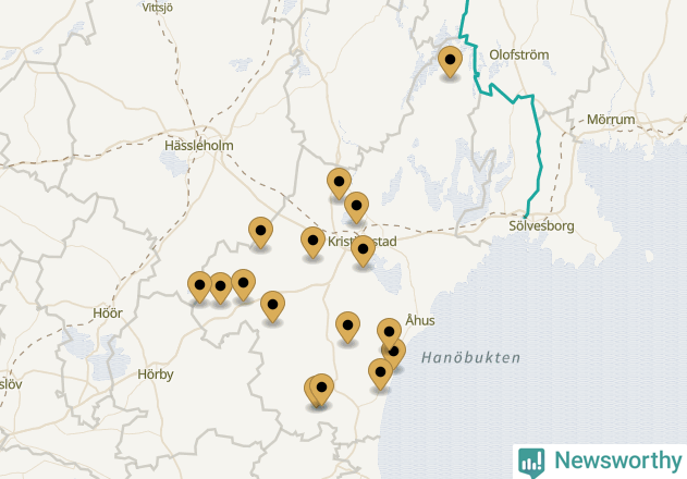 Karta över Kristianstads kommun
