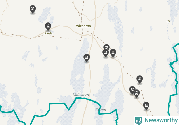Karta över viltolyckor i Värnamo kommun