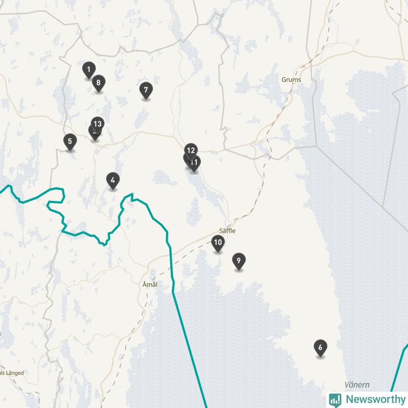 Karta över Säffle kommun
