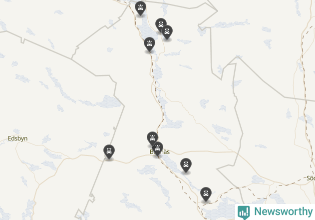 Karta över viltolyckor i Bollnäs kommun