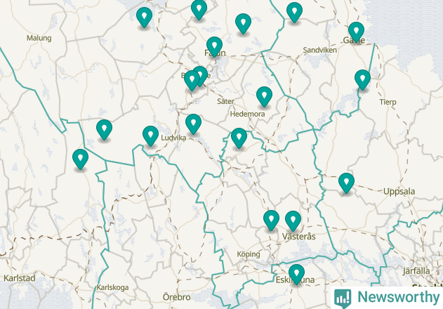 Karta över Norbergs kommun