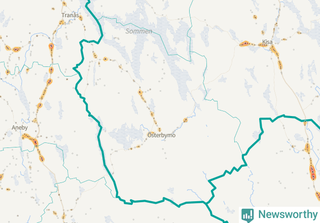 Karta över Ydre kommun