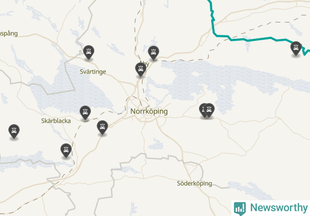 Karta över viltolyckor i Norrköpings kommun