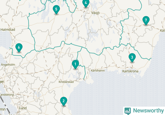 Karta över Olofströms kommun