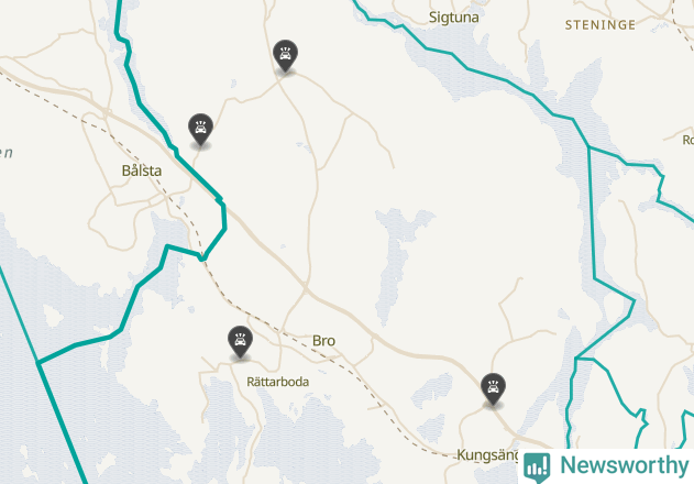 Karta över viltolyckor i Upplands-Bro kommun