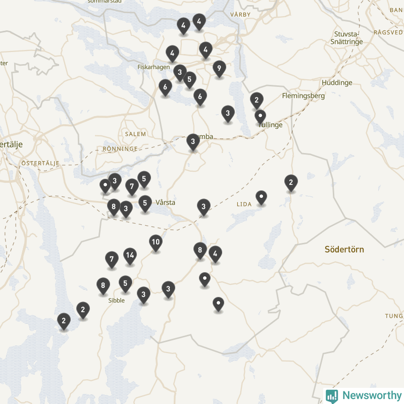 Karta över Botkyrka kommun