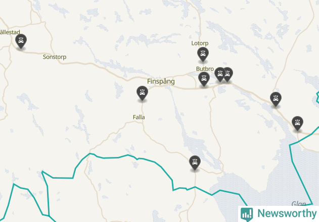 Karta över viltolyckor i Finspångs kommun