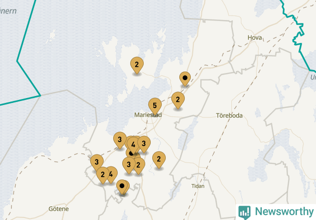 Karta över Mariestads kommun