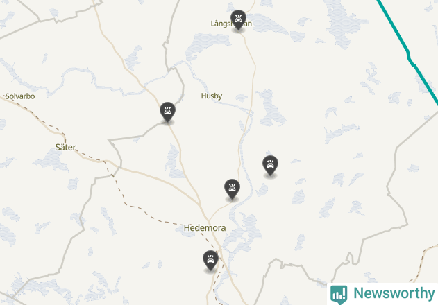 Karta över viltolyckor i Hedemora kommun