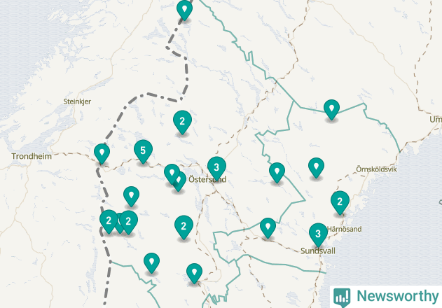 Karta över Ragunda kommun