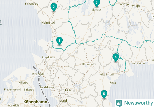 Karta över Båstads kommun