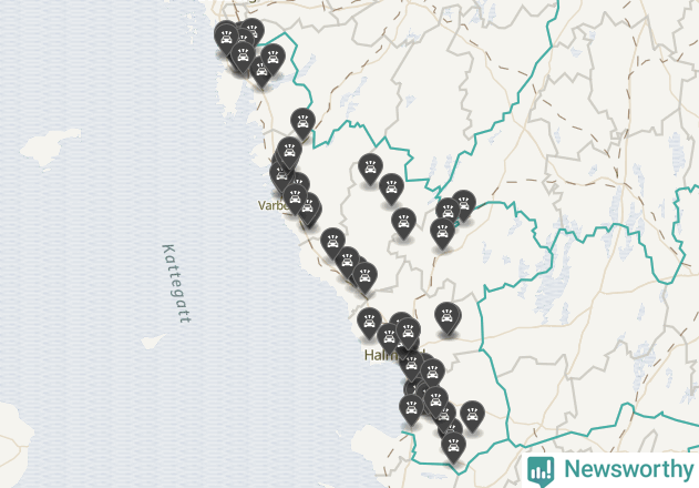 Karta över Hallands län
