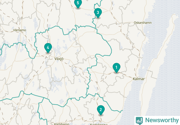 Karta över Nybro kommun