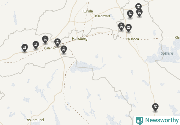 Karta över viltolyckor i Hallsbergs kommun