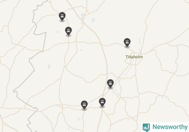 Karta över viltolyckor i Tidaholms kommun