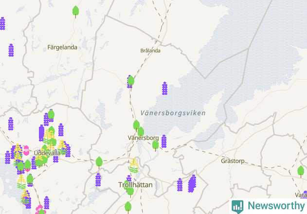 Karta över Vänersborgs kommun