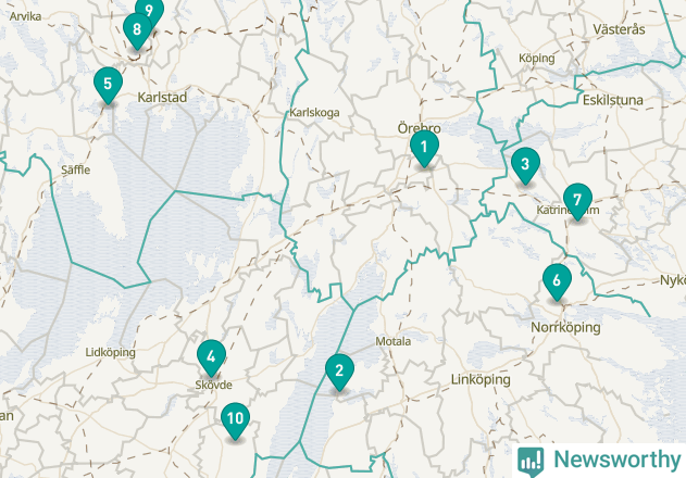 Karta över Laxå kommun