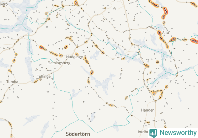 Karta över Huddinge kommun
