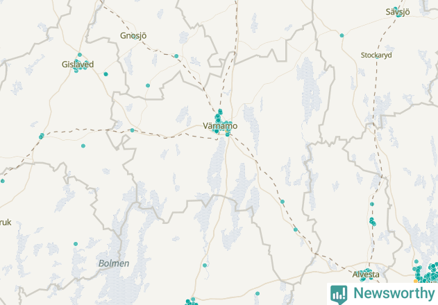 Karta över Värnamo kommun