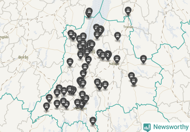 Karta över Jönköpings län