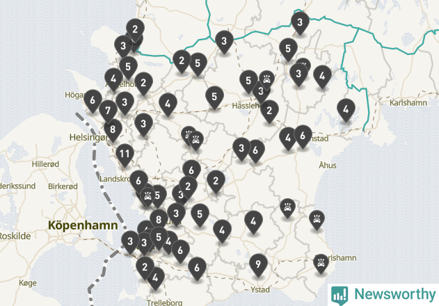 Karta över Skåne län