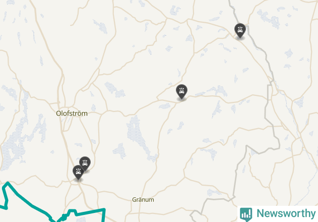 Karta över viltolyckor i Olofströms kommun