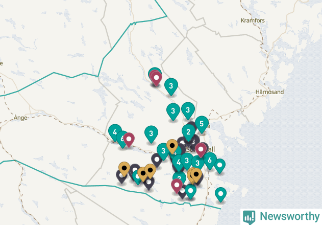Karta över Sundsvalls kommun