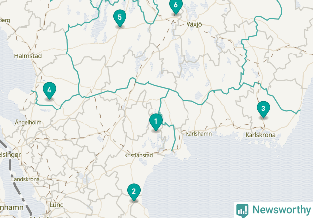 Karta över Bromölla kommun