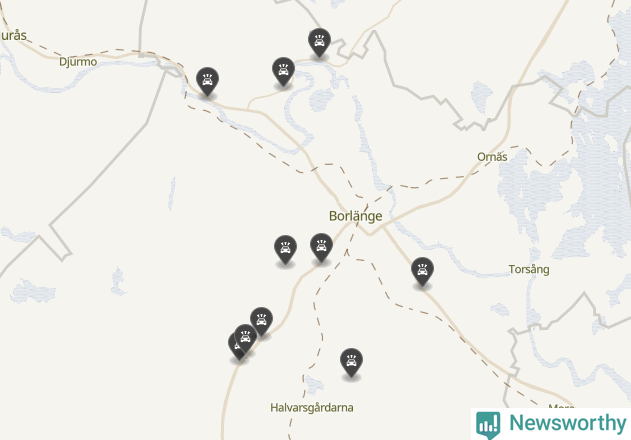 Karta över viltolyckor i Borlänge kommun