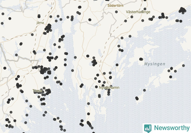 Karta över Nynäshamns kommun