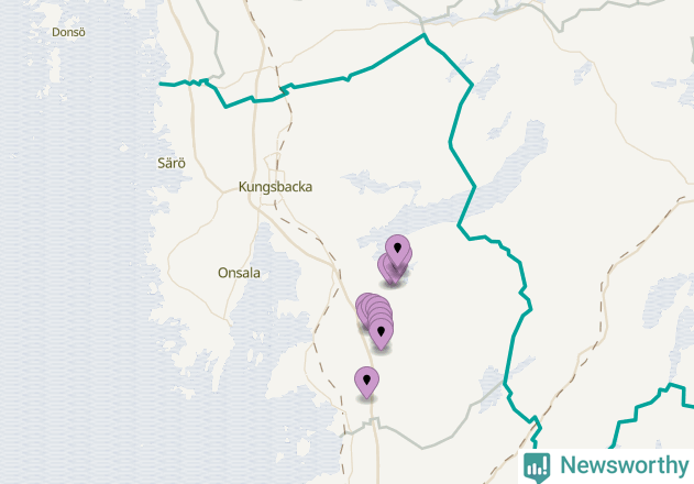 Karta över vindkraftverk i Kungsbacka kommun