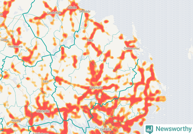 Karta över Uppsala län