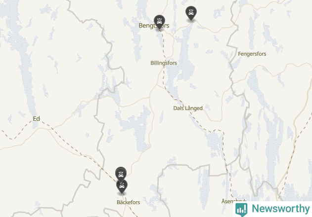 Karta över viltolyckor i Bengtsfors kommun