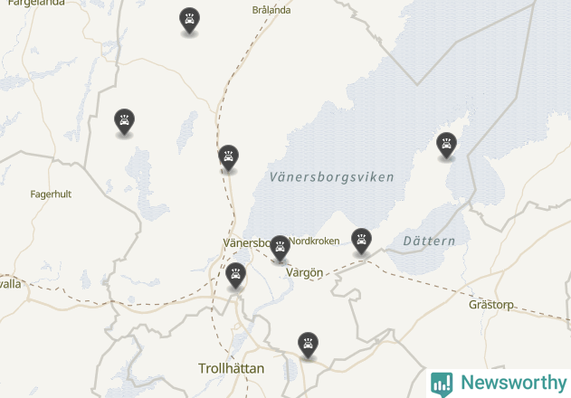 Karta över viltolyckor i Vänersborgs kommun