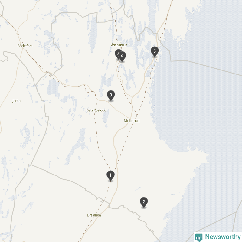 Karta över Melleruds kommun